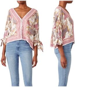 Free People Catch Me If You Can Blouse XS pink white
